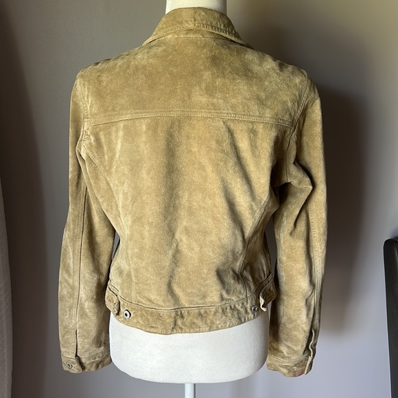 GAP Women’s Vintage Y2K Tan Leather Suede Trucker Jacket - Picture 5 of 7